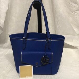 MICHAEL Michael Kors Royal Blue Tote with Silver Hardware